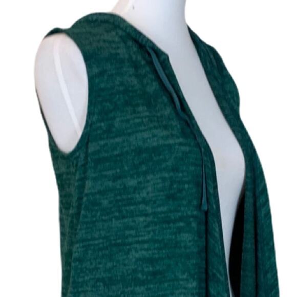 LOGO Women's Vest Green Knit Hooded Open Front Size Casual Athleisure Size XS - Picture 8 of 13